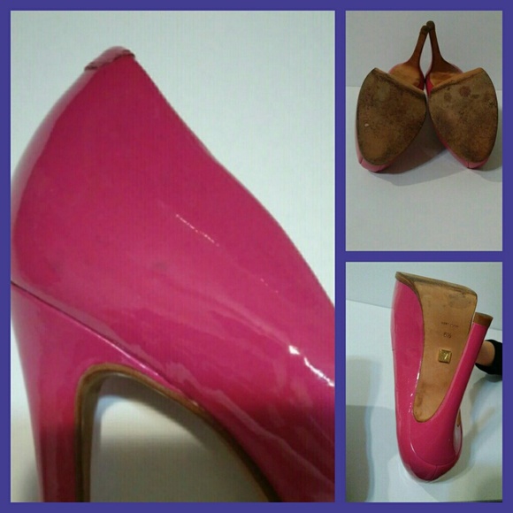 POUR LA VICTOIRE 6.5 PINK GLOSSY PATENT IRINA LEATHER PLATFORM HEELS - Picture 12 of 15